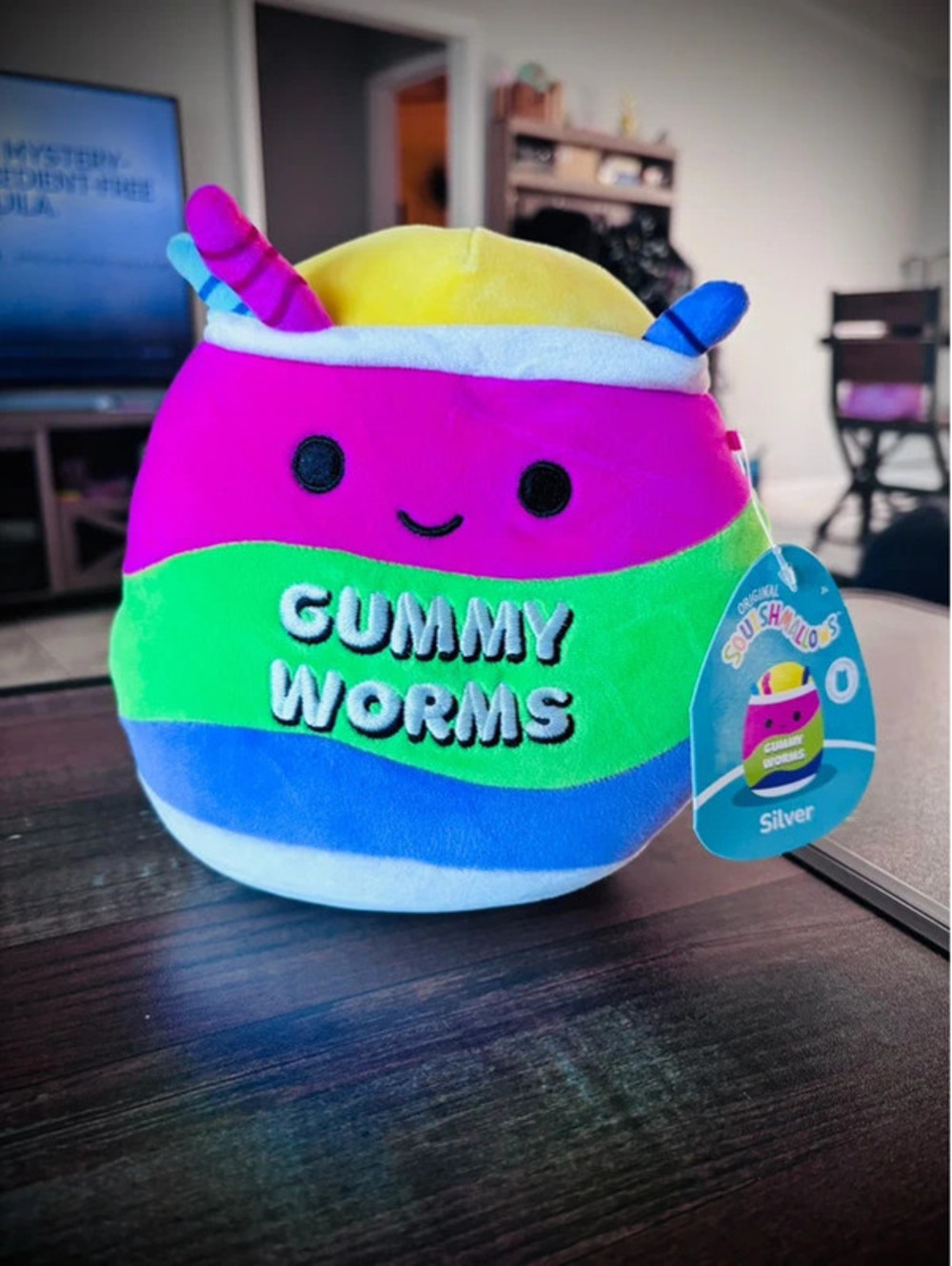 7.5 in Squishmallow NWT Silver Gummy Worms